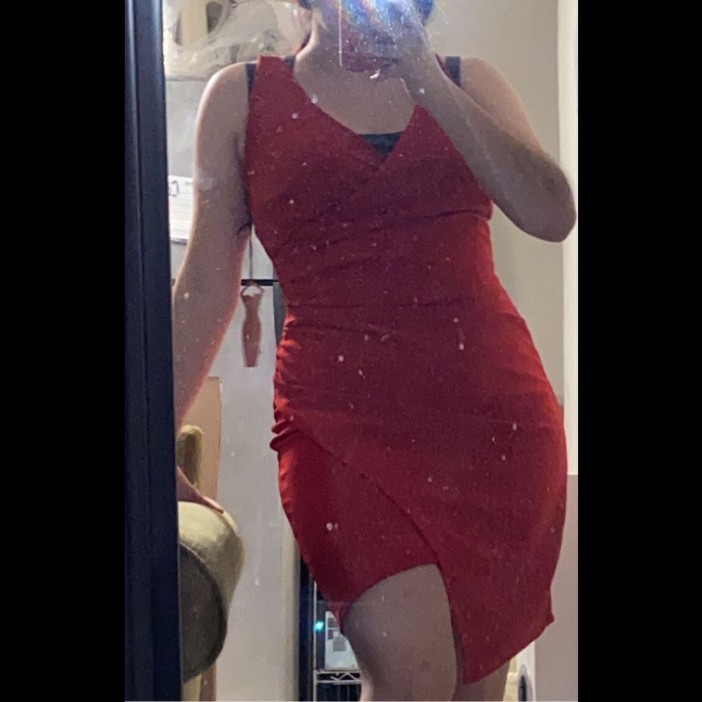 Red assymetrical dress